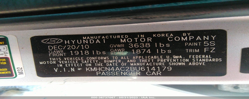 KMHCN4AC2BU614179 2011 HYUNDAI ACCENT photo no. 9