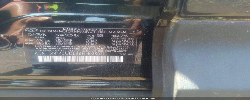 5NMZUDLB6HH023021 2017 HYUNDAI SANTA FE SPORT photo no. 9