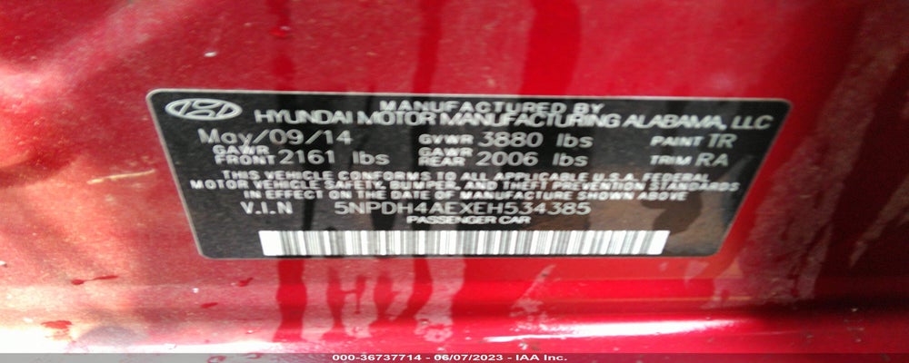 5NPDH4AEXEH534385 2014 HYUNDAI ELANTRA photo no. 9