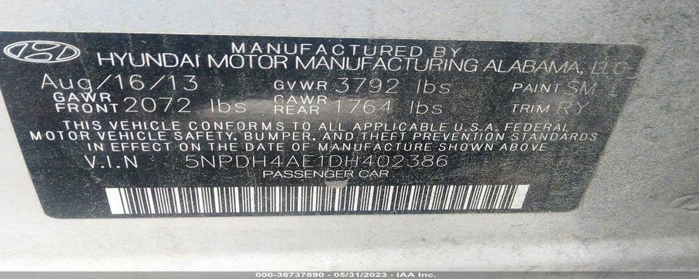 5NPDH4AE1DH402386 2013 HYUNDAI ELANTRA photo no. 9