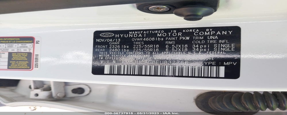 KM8JUCAG8EU832266 2014 HYUNDAI TUCSON photo no. 9