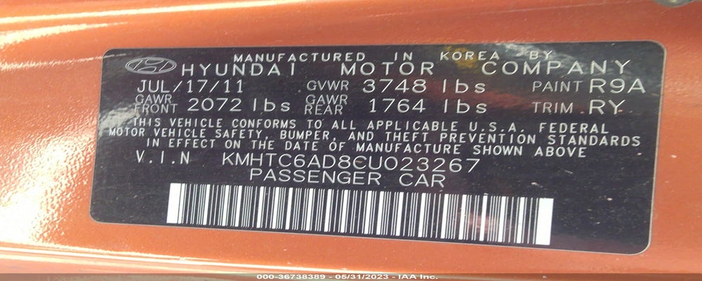 KMHTC6AD8CU023267 2012 HYUNDAI VELOSTER photo no. 9