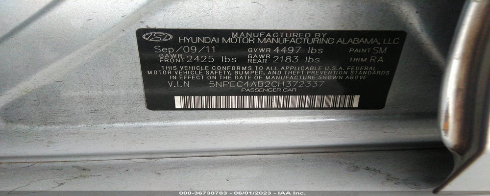 5NPEC4AB2CH372337 2012 HYUNDAI SONATA photo no. 9