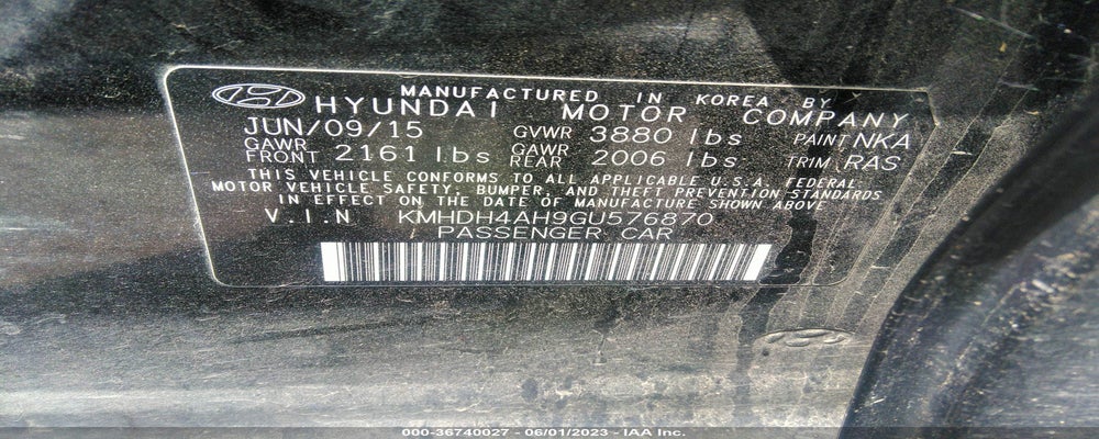 KMHDH4AH9GU576870 2016 HYUNDAI ELANTRA photo no. 9