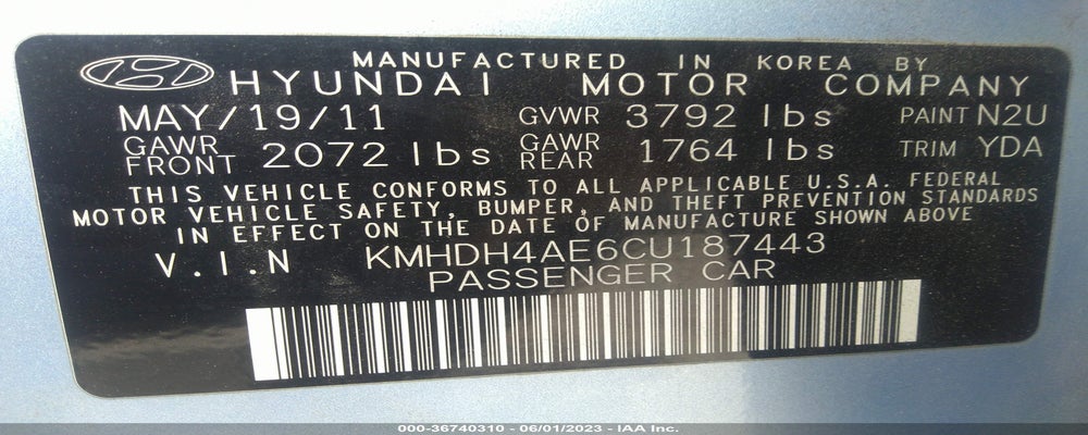 KMHDH4AE6CU187443 2012 HYUNDAI ELANTRA photo no. 9