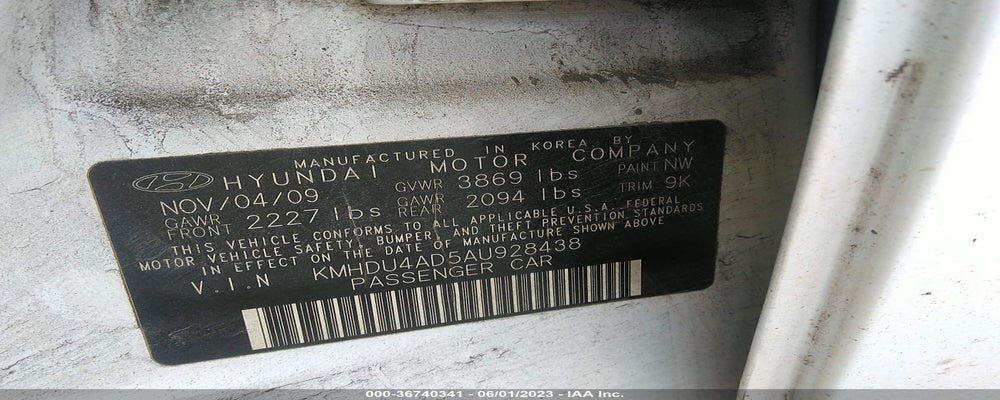 KMHDU4AD5AU928438 2010 HYUNDAI ELANTRA photo no. 9