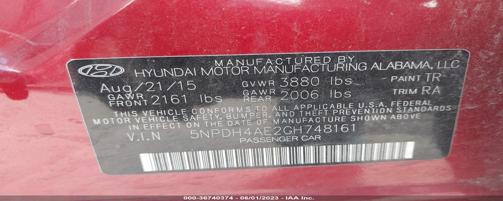 5NPDH4AE2GH748161 2016 HYUNDAI ELANTRA photo no. 9