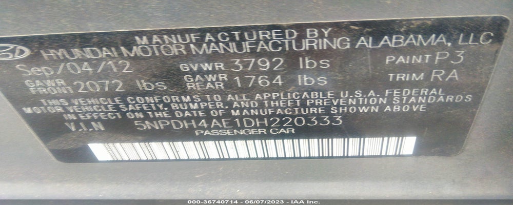 5NPDH4AE1DH220333 2013 HYUNDAI ELANTRA photo no. 9