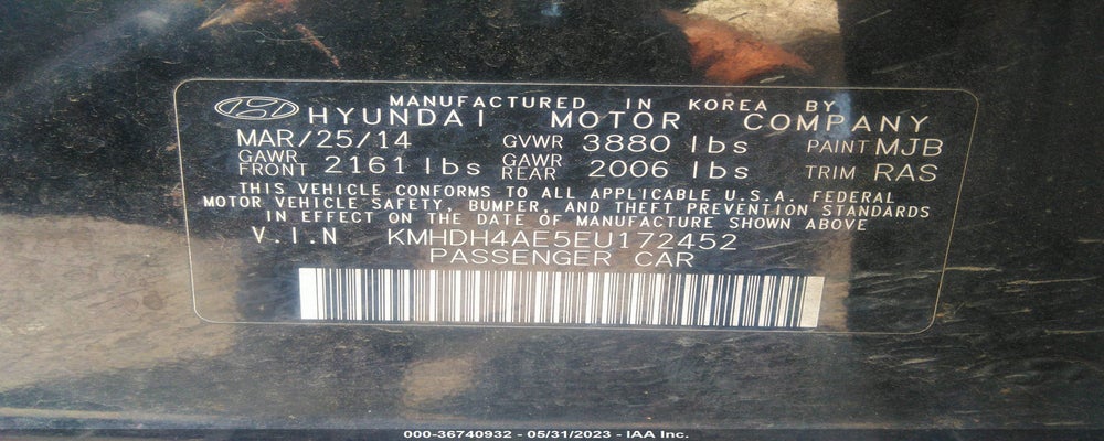 KMHDH4AE5EU172452 2014 HYUNDAI ELANTRA photo no. 9