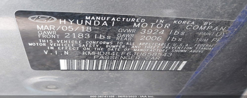 KMHD84LF6JU658543 2018 HYUNDAI ELANTRA photo no. 9