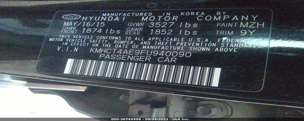 KMHCT4AE9FU940090 2015 HYUNDAI ACCENT photo no. 9