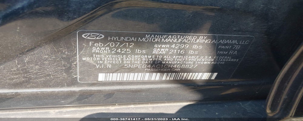 5NPEB4AC1CH468827 2012 HYUNDAI SONATA photo no. 9