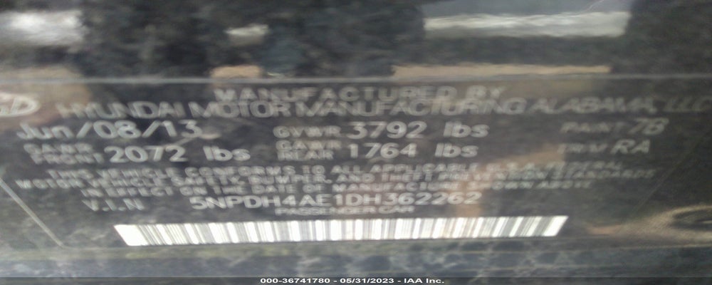 5NPDH4AE1DH362262 2013 HYUNDAI ELANTRA photo no. 9