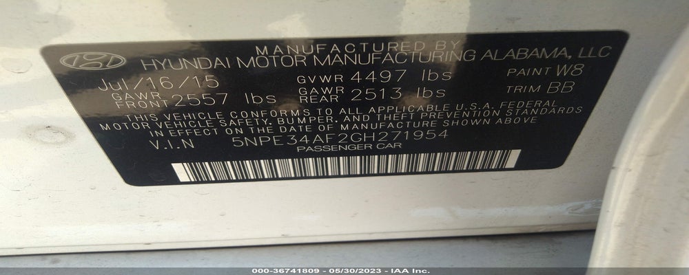 5NPE34AF2GH271954 2016 HYUNDAI SONATA photo no. 9