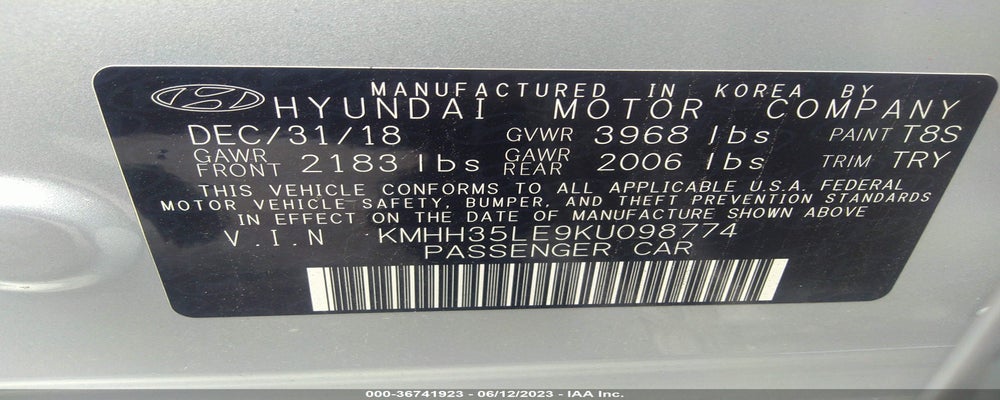 KMHH35LE9KU098774 2019 HYUNDAI ELANTRA GT photo no. 9