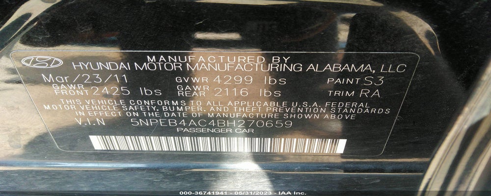 5NPEB4AC4BH270659 2011 HYUNDAI SONATA photo no. 9