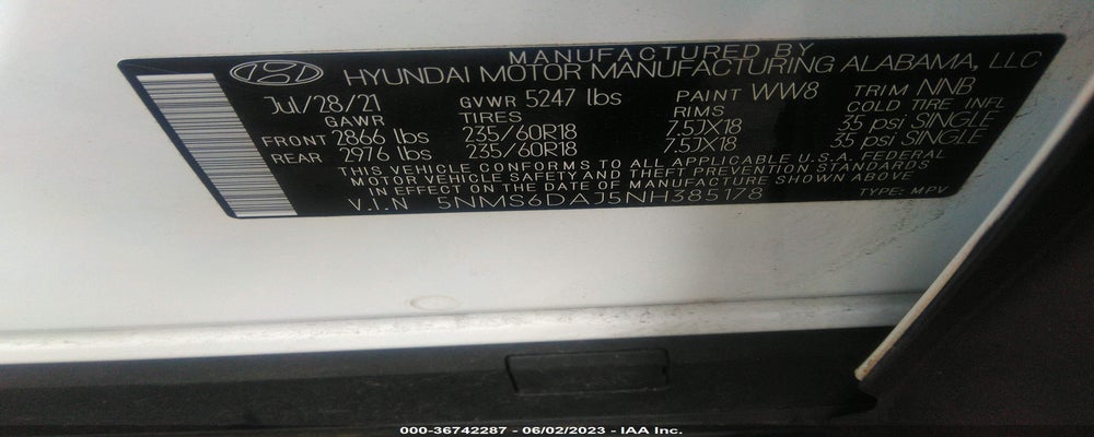 5NMS6DAJ5NH385178 2022 HYUNDAI SANTA FE photo no. 9