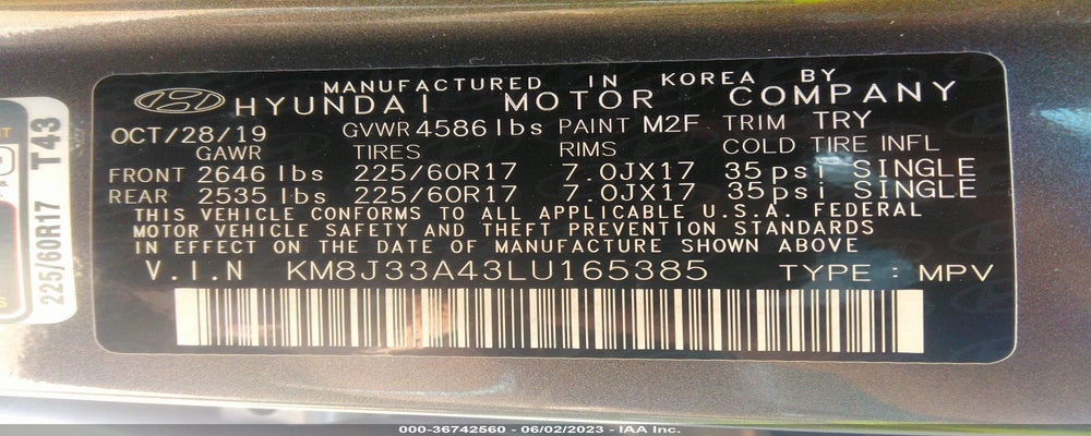 KM8J33A43LU165385 2020 HYUNDAI TUCSON photo no. 9