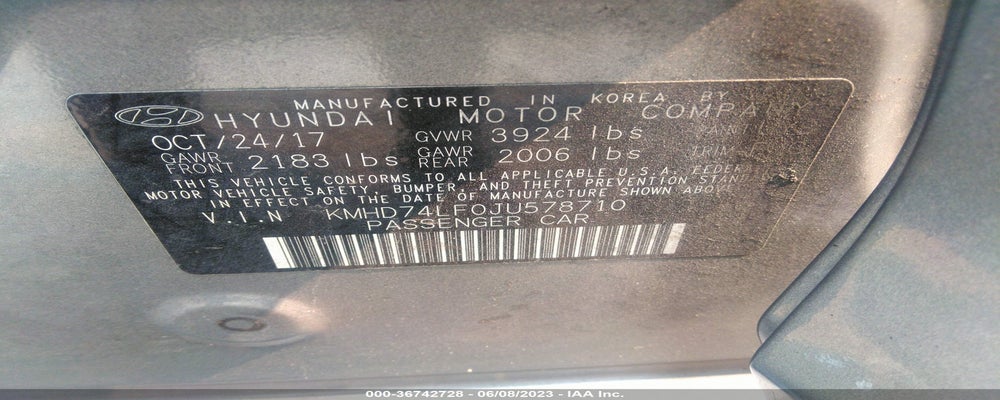 KMHD74LF0JU578710 2018 HYUNDAI ELANTRA photo no. 9