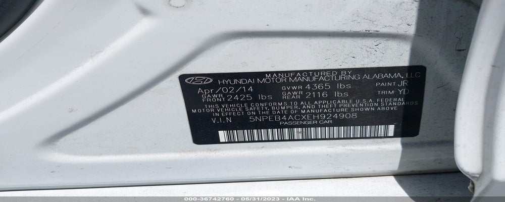 5NPEB4ACXEH924908 2014 HYUNDAI SONATA photo no. 9