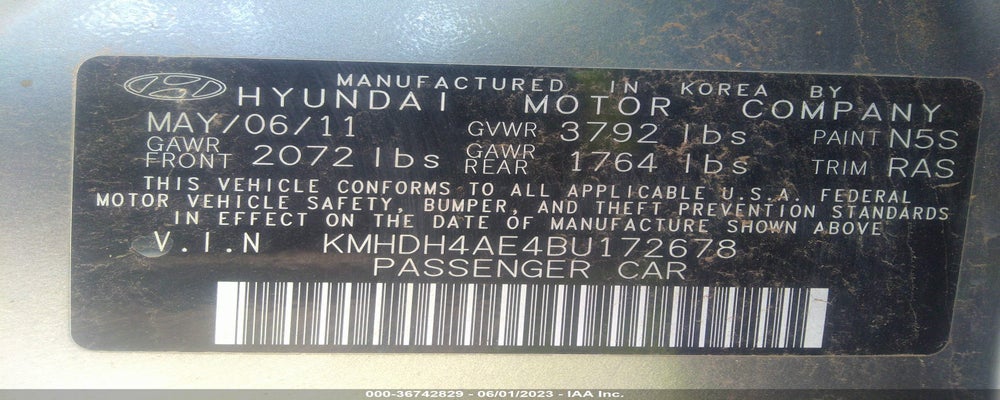 KMHDH4AE4BU172678 2011 HYUNDAI ELANTRA photo no. 9