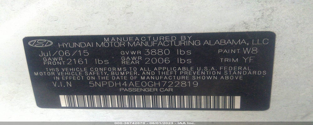 5NPDH4AE0GH722819 2016 HYUNDAI ELANTRA photo no. 9