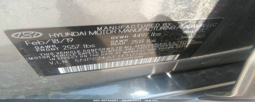5NPE24AF3KH778678 2019 HYUNDAI SONATA photo no. 9