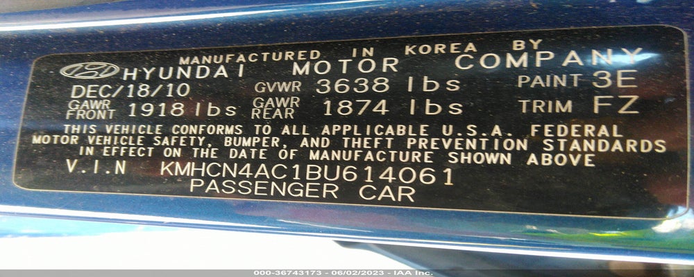 KMHCN4AC1BU614061 2011 HYUNDAI ACCENT photo no. 9