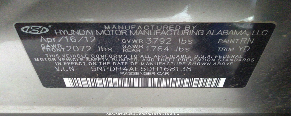 5NPDH4AE5DH168138 2013 HYUNDAI ELANTRA photo no. 9