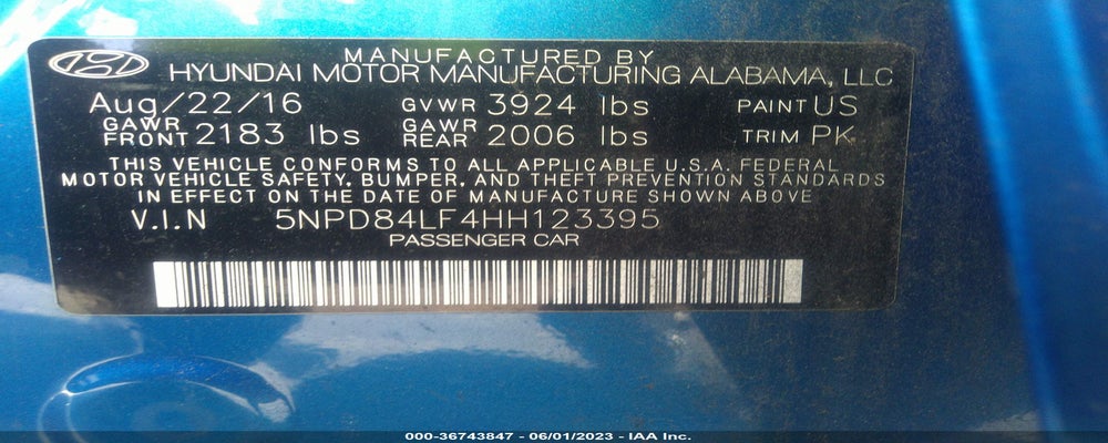5NPD84LF4HH123395 2017 HYUNDAI ELANTRA photo no. 9