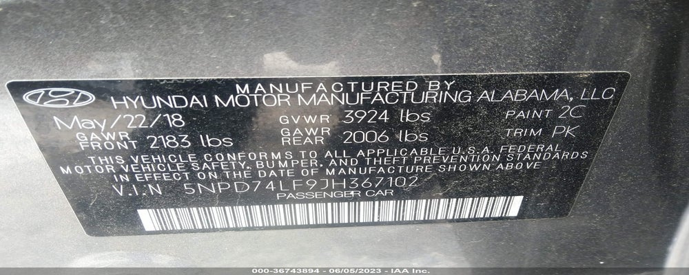 5NPD74LF9JH367102 2018 HYUNDAI ELANTRA photo no. 9