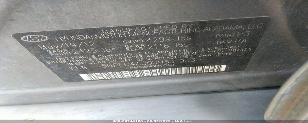 5NPEC4AC0DH531933 2013 HYUNDAI SONATA photo no. 9
