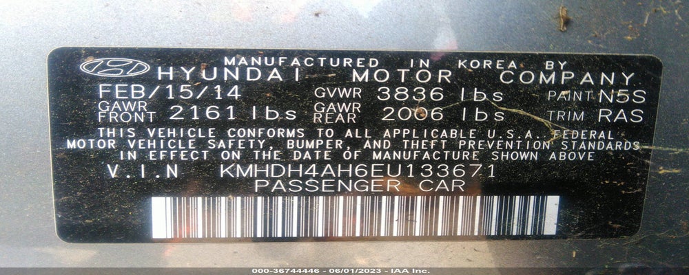 KMHDH4AH6EU133671 2014 HYUNDAI ELANTRA photo no. 9