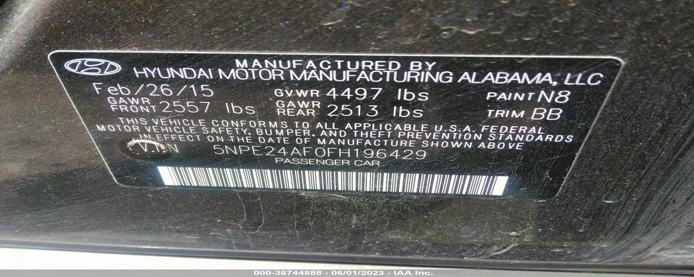 5NPE24AF0FH196429 2015 HYUNDAI SONATA photo no. 9