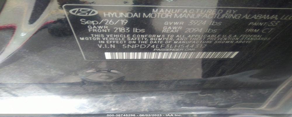 5NPD74LF3LH544312 2020 HYUNDAI ELANTRA photo no. 9