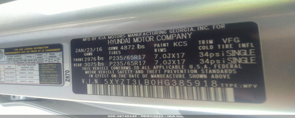 5XYZT3LB0HG385918 2017 HYUNDAI SANTA FE SPORT photo no. 9