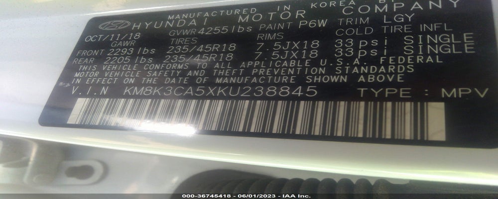 KM8K3CA5XKU238845 2019 HYUNDAI KONA photo no. 9