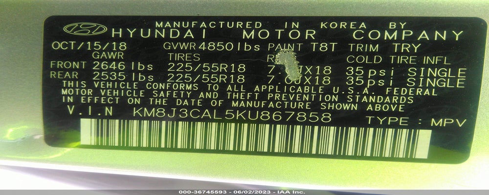 KM8J3CAL5KU867858 2019 HYUNDAI TUCSON photo no. 9