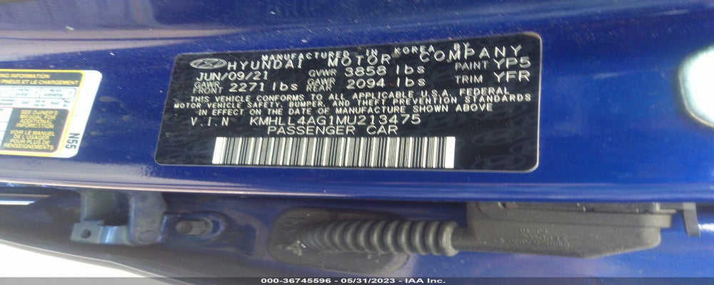 KMHLL4AG1MU213475 2021 HYUNDAI ELANTRA photo no. 9