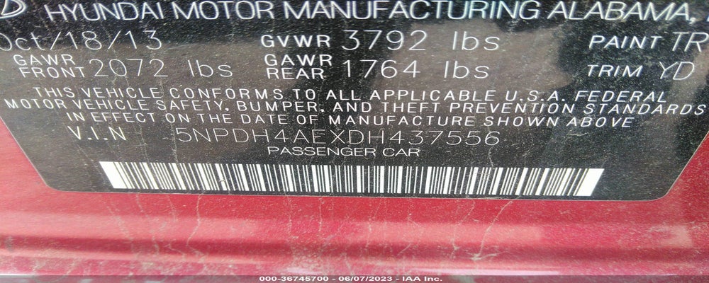 5NPDH4AEXDH437556 2013 HYUNDAI ELANTRA photo no. 9
