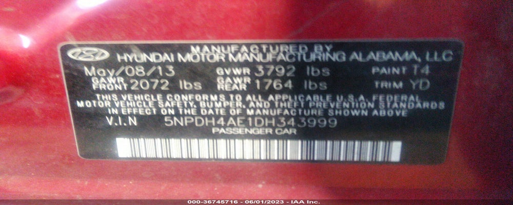 5NPDH4AE1DH343999 2013 HYUNDAI ELANTRA photo no. 9