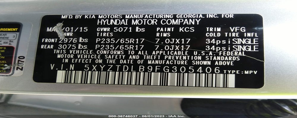 5XYZTDLB9FG305406 2015 HYUNDAI SANTA FE SPORT photo no. 9