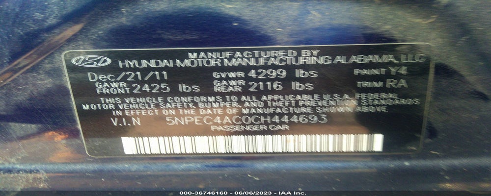 5NPEC4AC0CH444693 2012 HYUNDAI SONATA photo no. 9