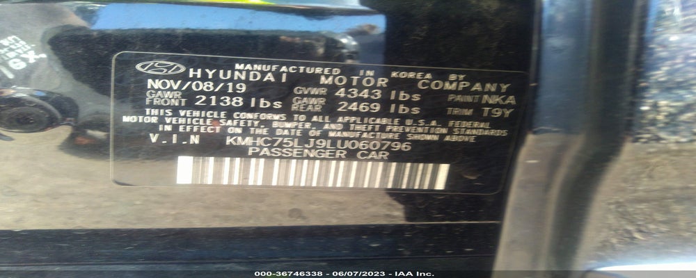 KMHC75LJ9LU060796 2020 HYUNDAI IONIQ ELECTRIC photo no. 9