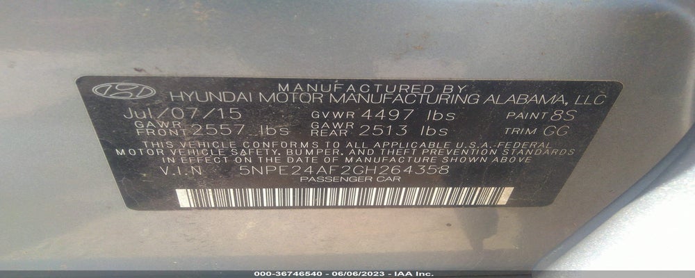 5NPE24AF2GH264358 2016 HYUNDAI SONATA photo no. 9