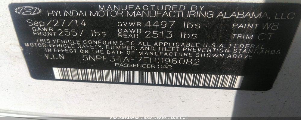 5NPE34AF7FH096082 2015 HYUNDAI SONATA photo no. 9