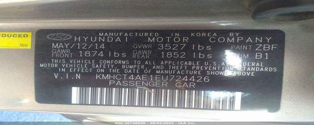 KMHCT4AE1EU724426 2014 HYUNDAI ACCENT photo no. 9