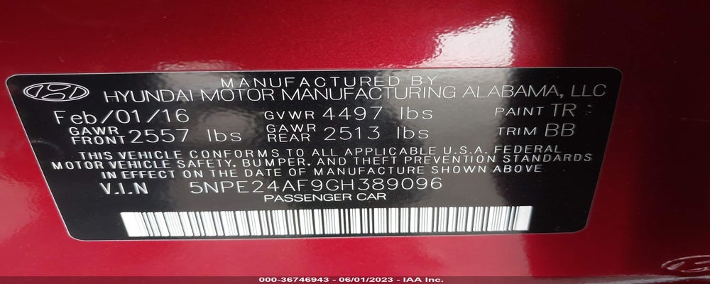 5NPE24AF9GH389096 2016 HYUNDAI SONATA photo no. 9