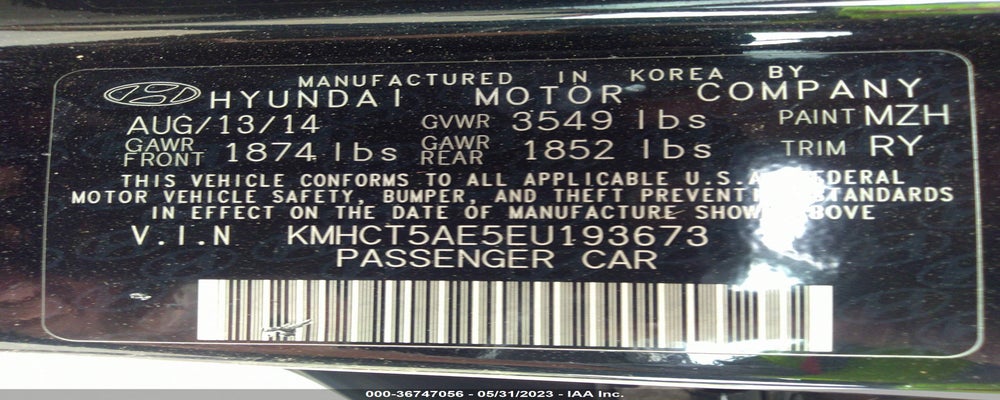 KMHCT5AE5EU193673 2014 HYUNDAI ACCENT photo no. 9