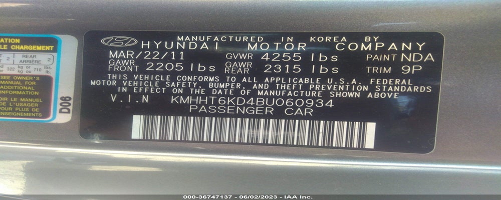 KMHHT6KD4BU060934 2011 HYUNDAI GENESIS COUPE photo no. 9